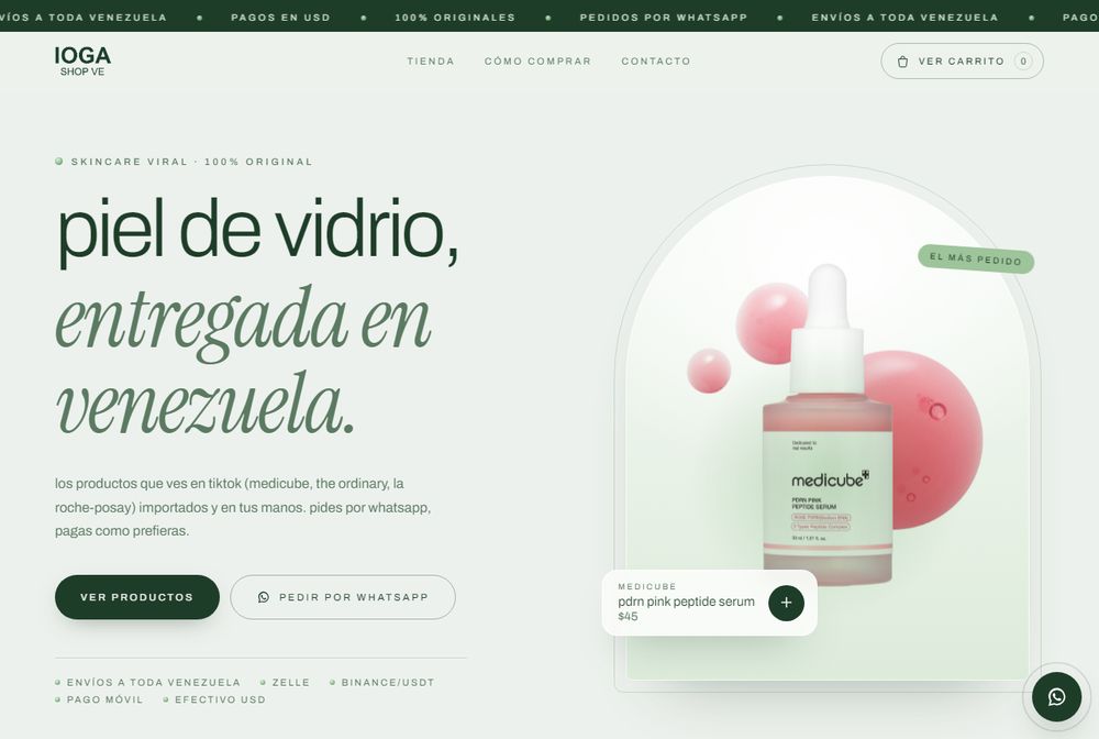 Portada de una tienda de skincare coreano con catálogo por rutina.